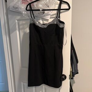 Dress the Population Elegant Black Dress with Silver Accents
